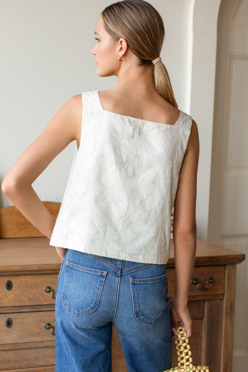 Roma Top 2 - Ivory Jacquard