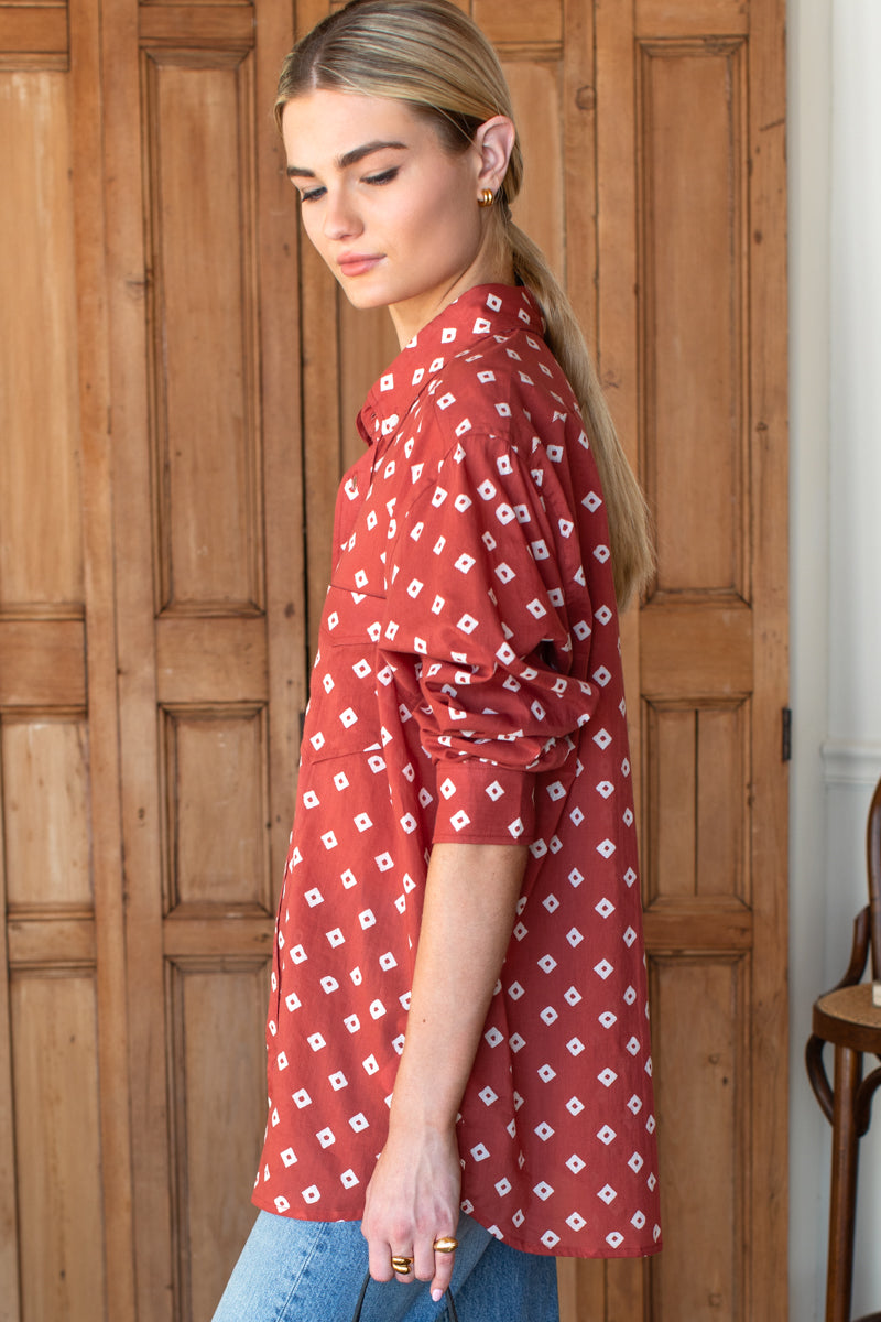 Ryan Shirt - Antique Rouge Diamonds Organic