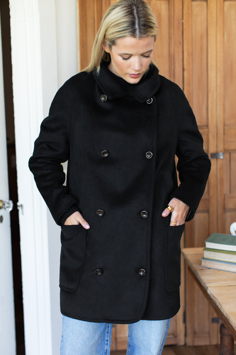 Scarf Coat - Black Wool