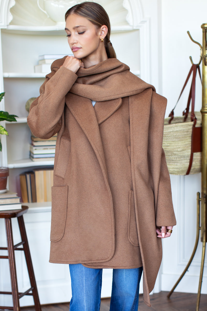 Scarf Coat - Camel Cashmere Wool