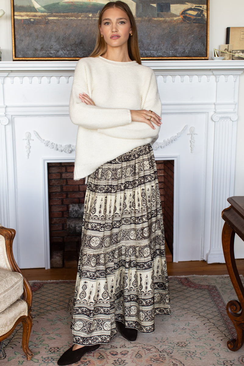 Shirred Skirt - Shadow Noir