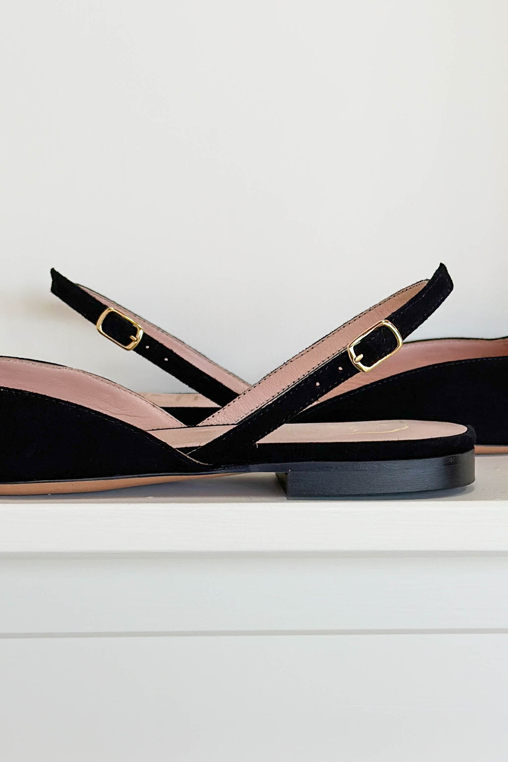 Slingback Flat - Black Suede