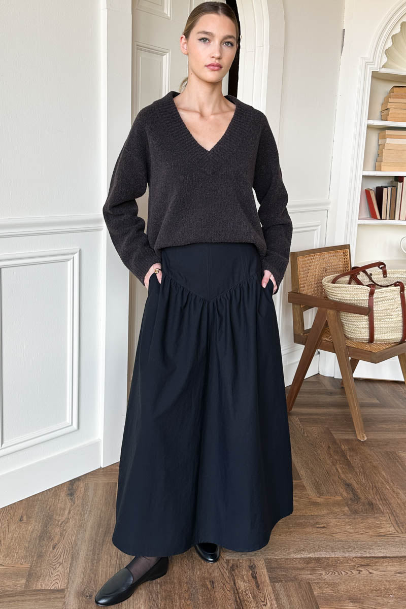 A Line Maxi Skirt - Black Swan