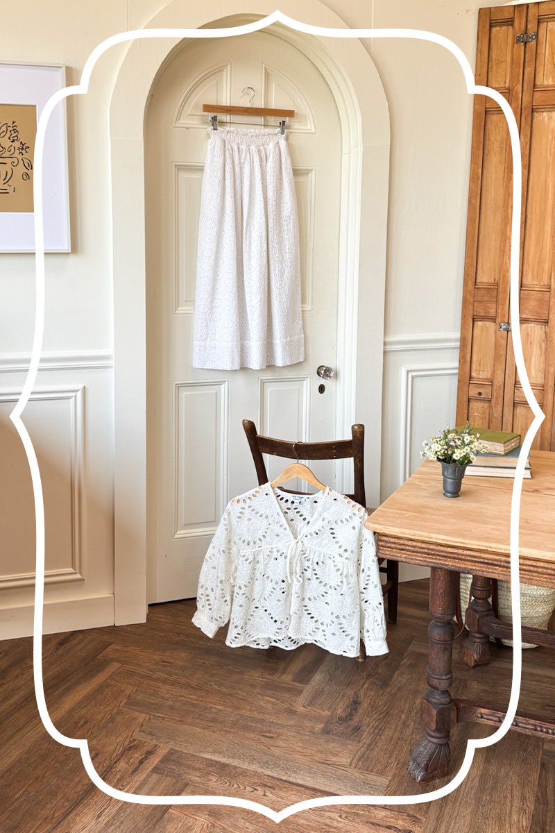 Wide Hem Skirt - Salt Eyelet