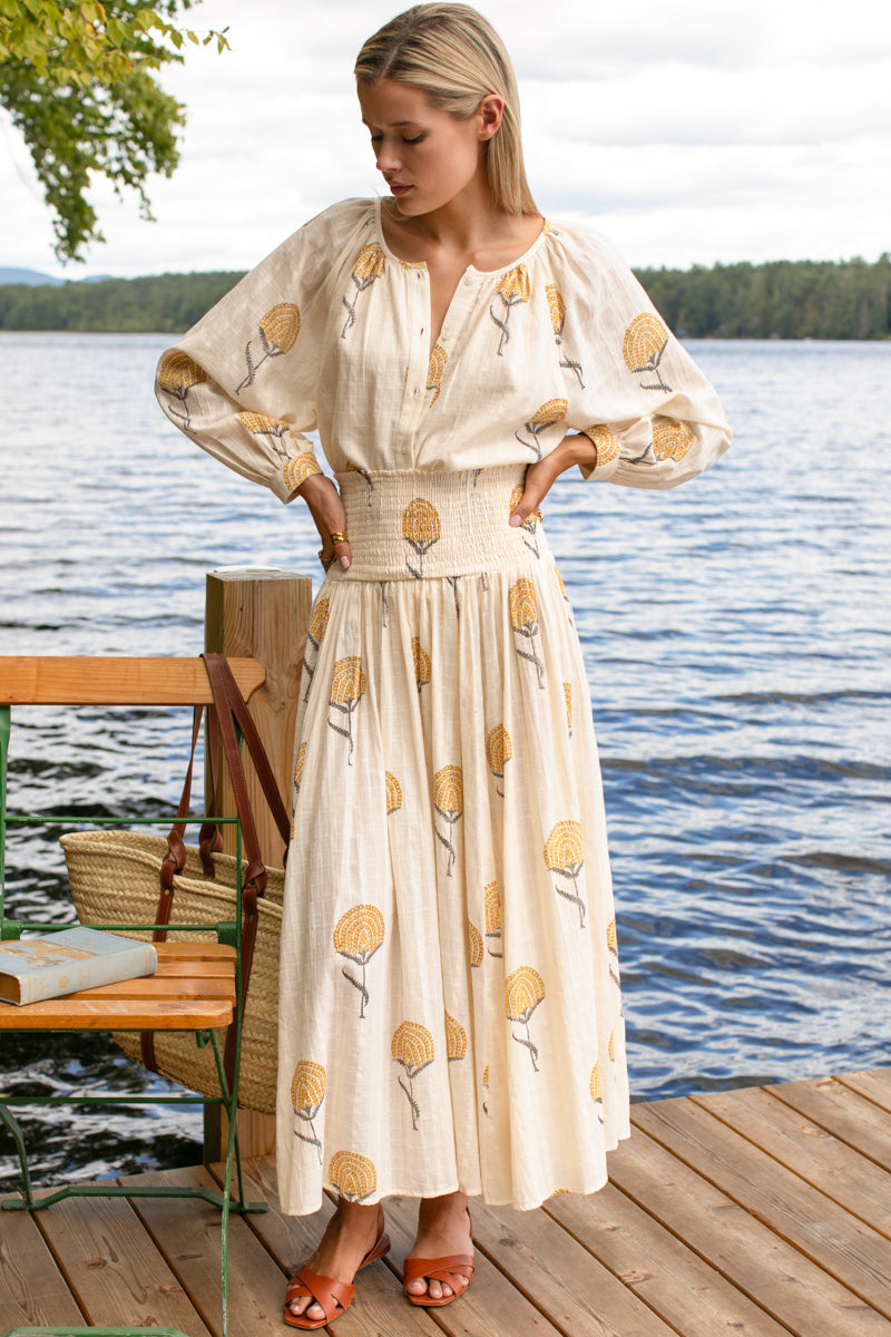 Frances Blouse - Fan Flowers Marigold