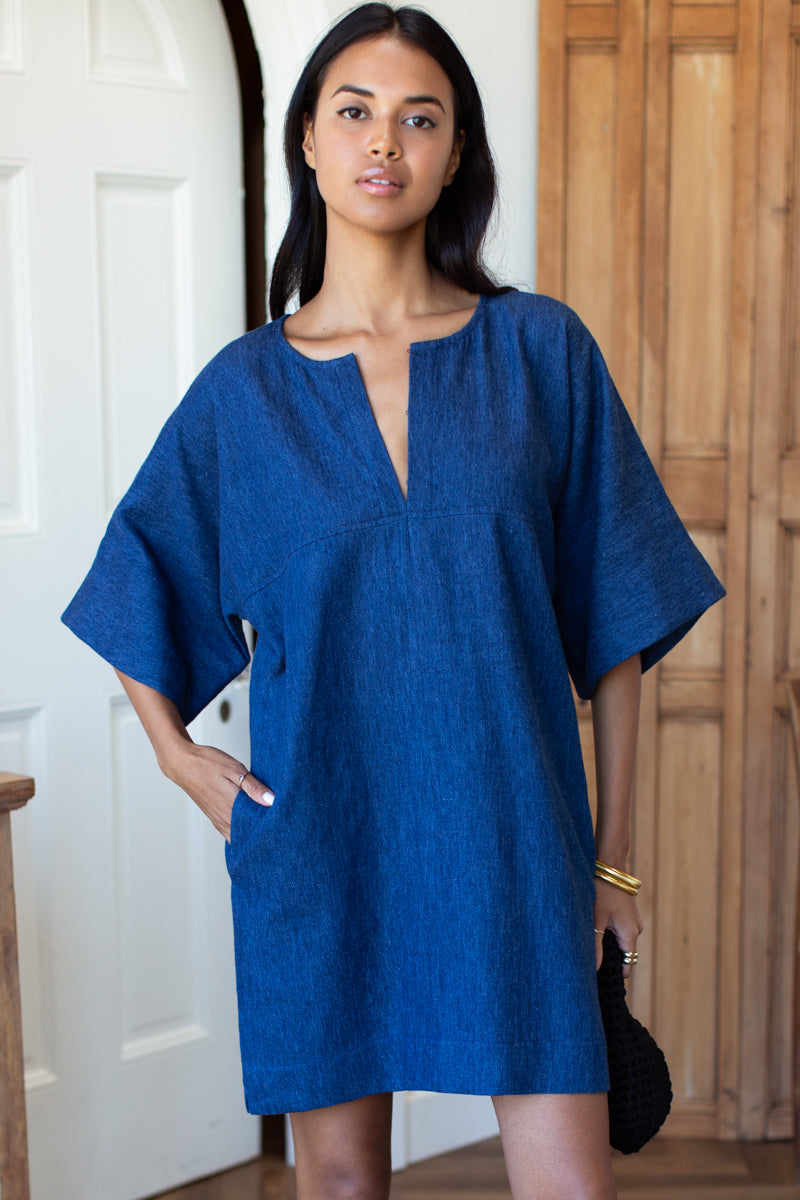 Structured Dress - Hemp Indigo