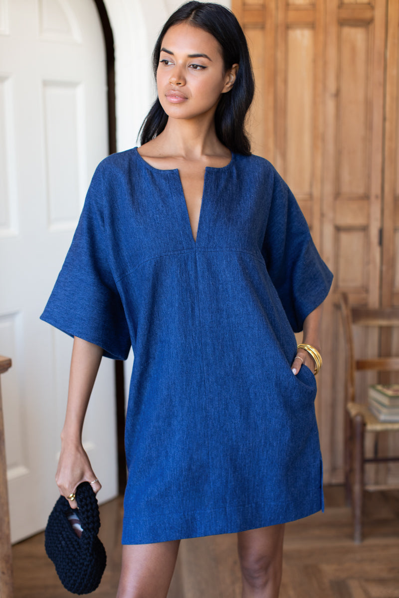 Structured Dress - Hemp Indigo