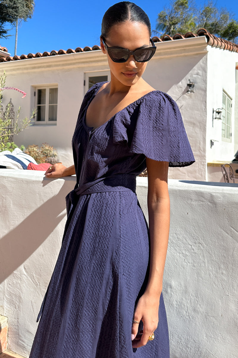 Tasha Button Sundress - Maritime Blue