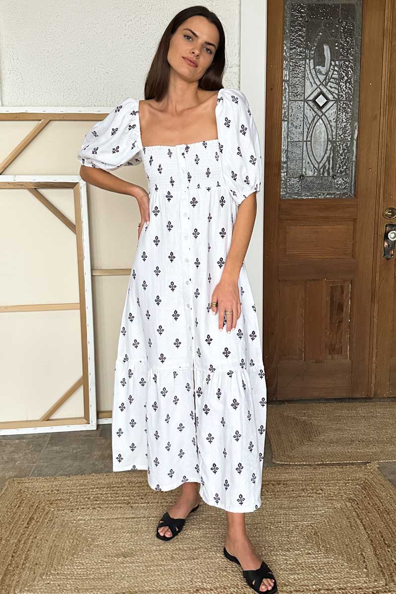 Santiago 3 Maxi Dress - Daughters 2 Blackberry Wine Linen