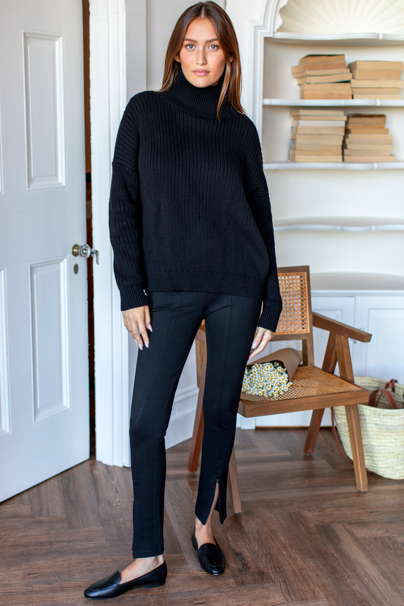 Zip Layering Pant - Black Ponte