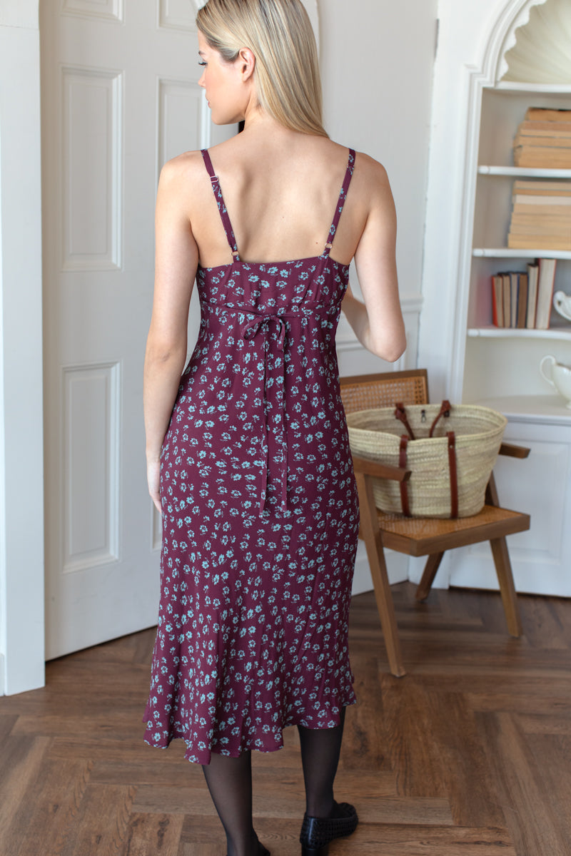 Amy Bias Sundress - Bea Flowers Merlot
