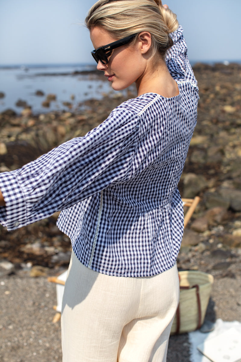 Artist Overshirt - Navy + White Seersucker Check