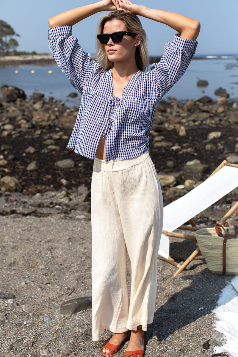 Artist Overshirt - Navy + White Seersucker Check