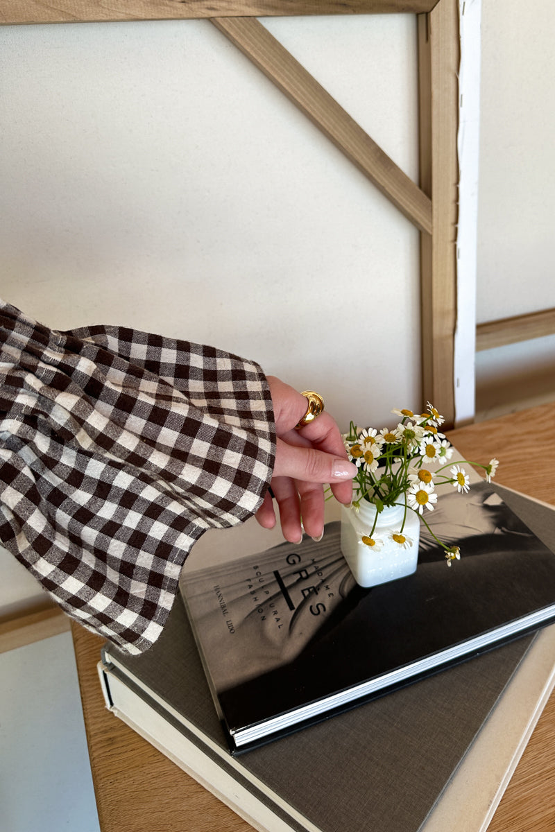 Belle Blouse - Cocoa Gingham