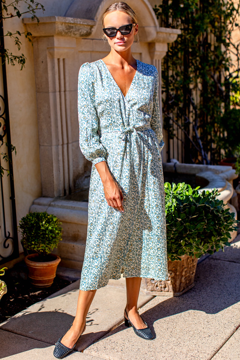 Bishop Sleeve Dress - Cypress Satin