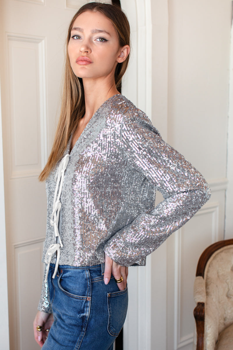 Carlyle Jacket - Silver Sequins