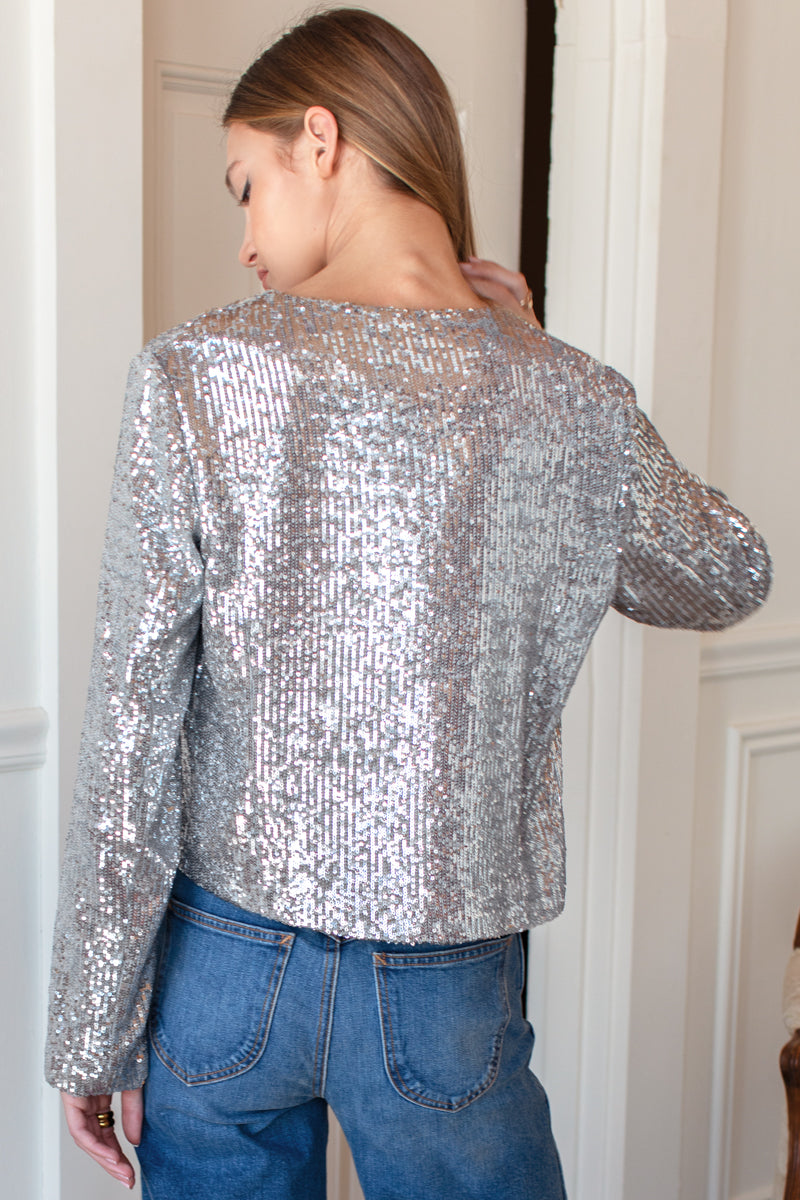 Carlyle Jacket - Silver Sequins