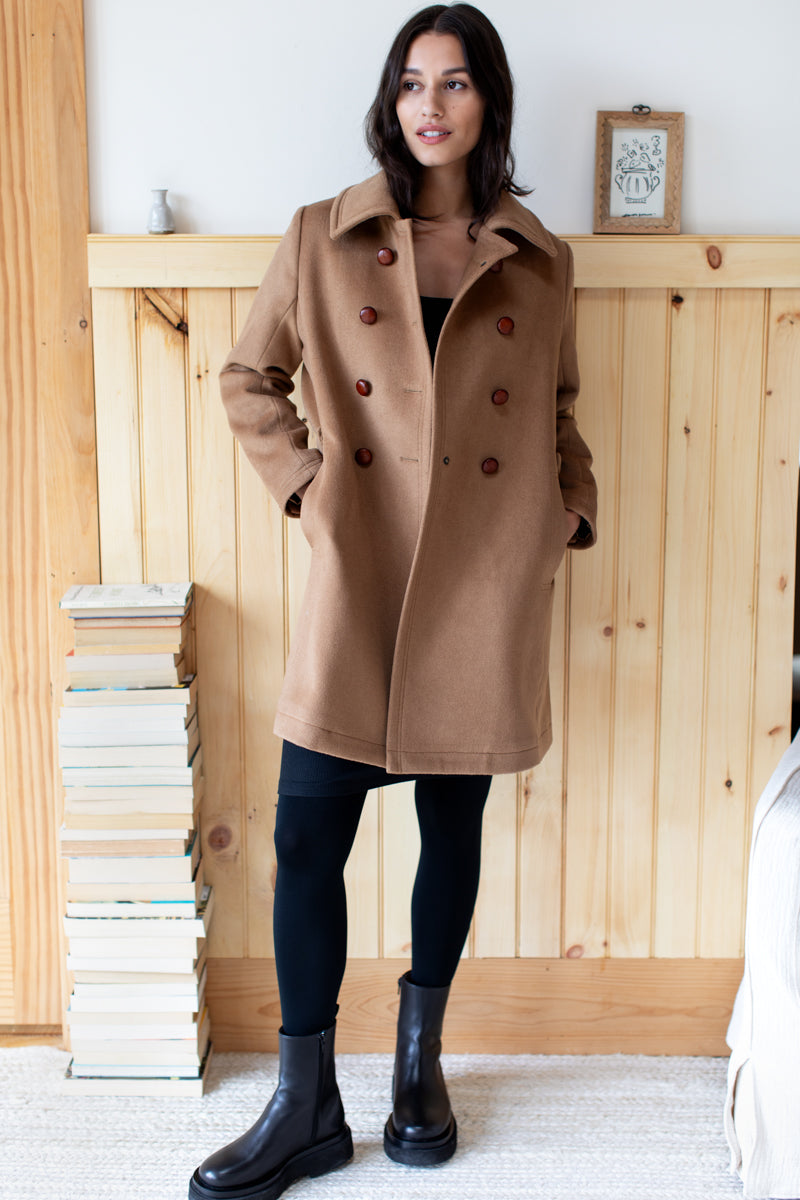 Bon Peacoat - Camel Wool Cashmere