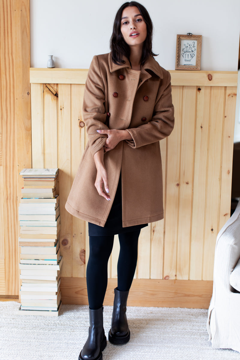 Bon Peacoat - Camel Wool Cashmere