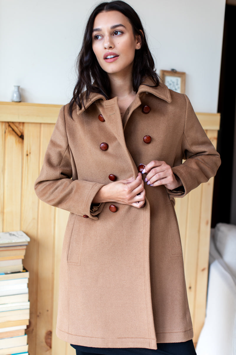 Bon Peacoat - Camel Wool Cashmere