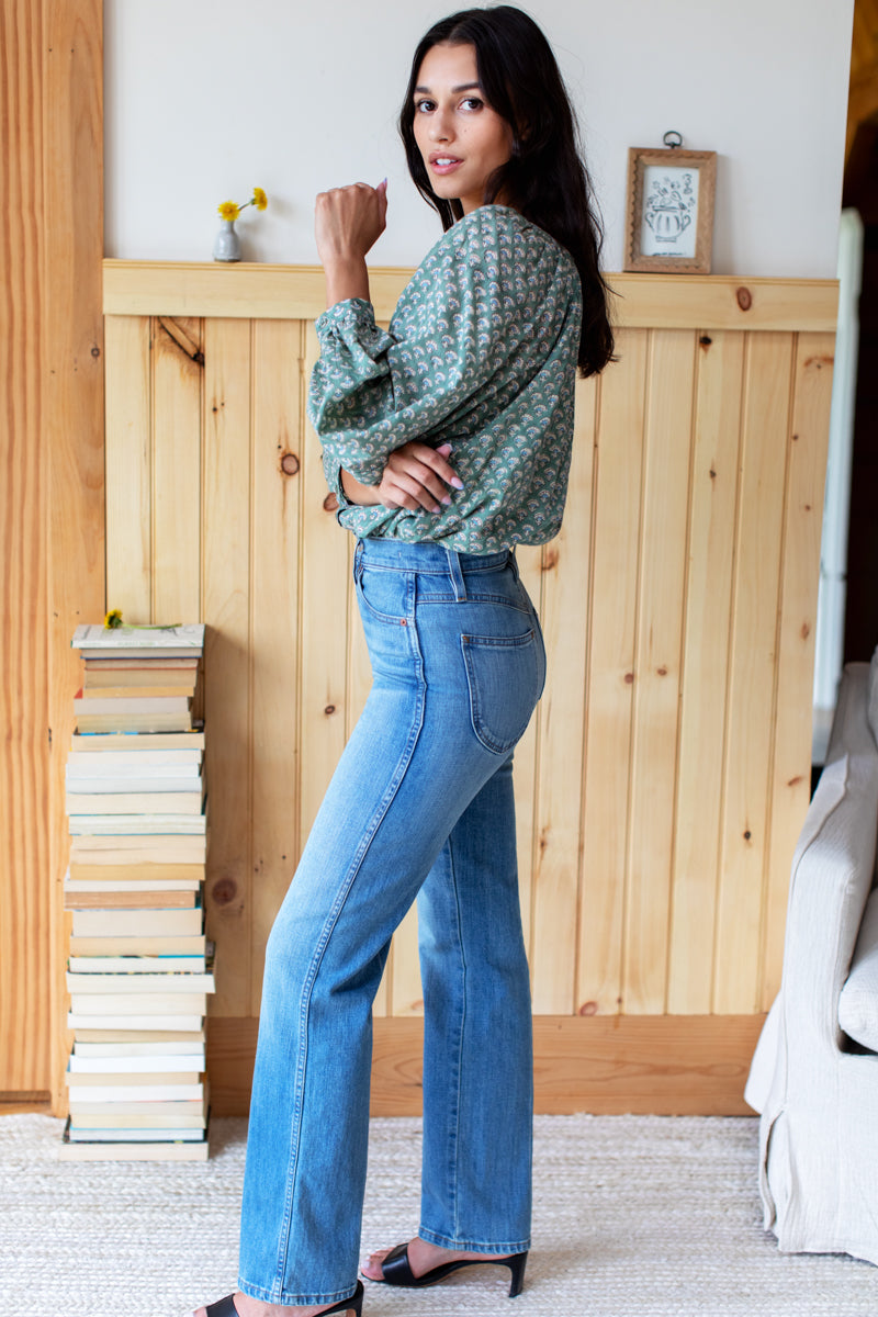 Frances Blouse - Day Flowers Juniper Organic