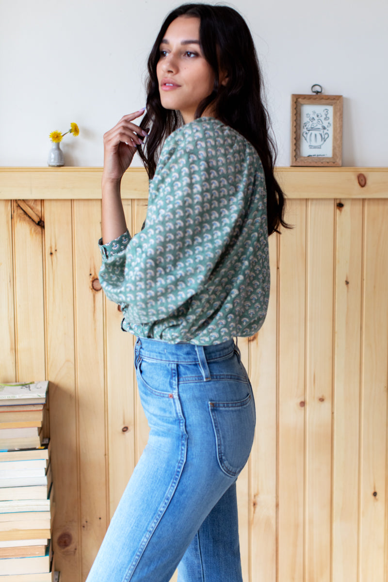 Frances Blouse - Day Flowers Juniper Organic