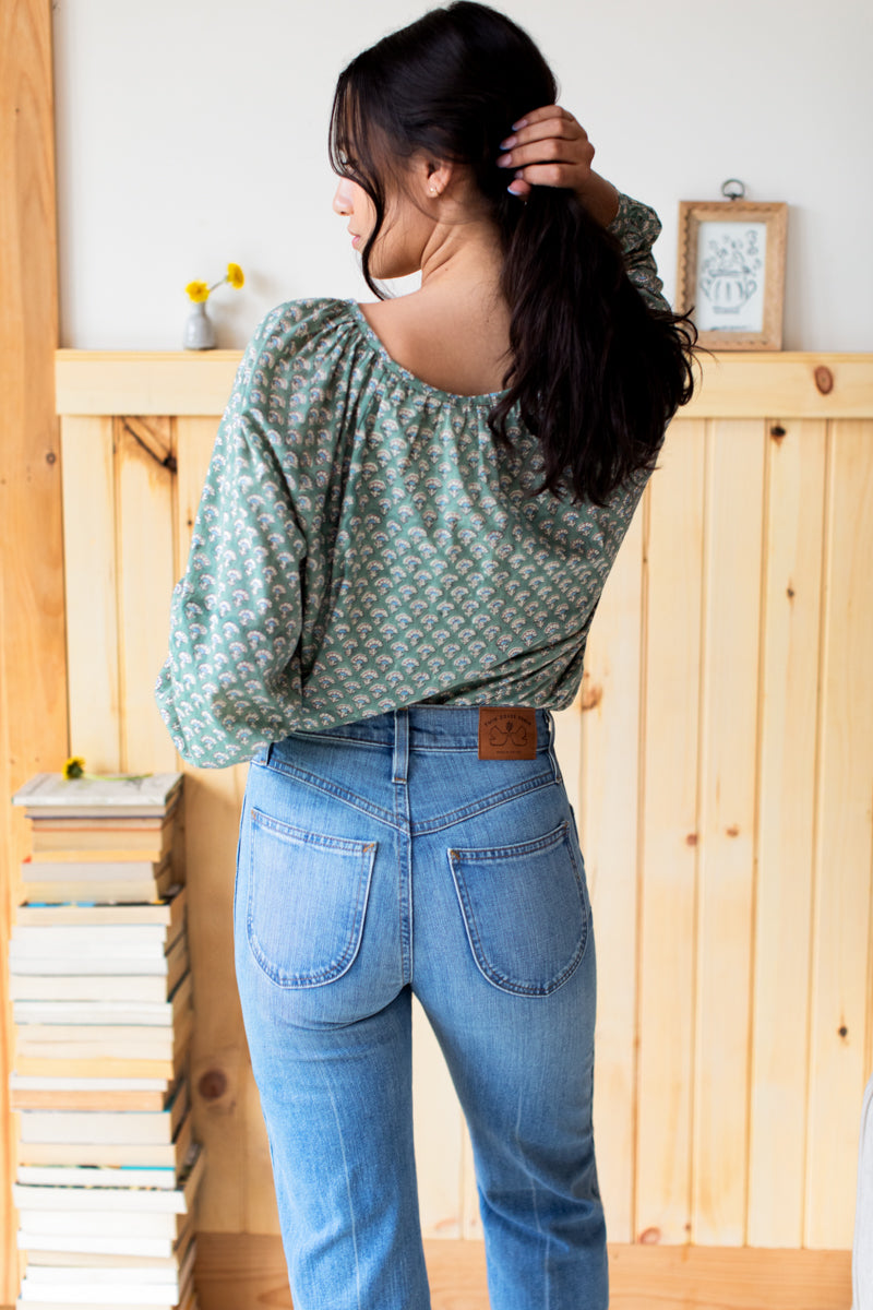 Frances Blouse - Day Flowers Juniper Organic