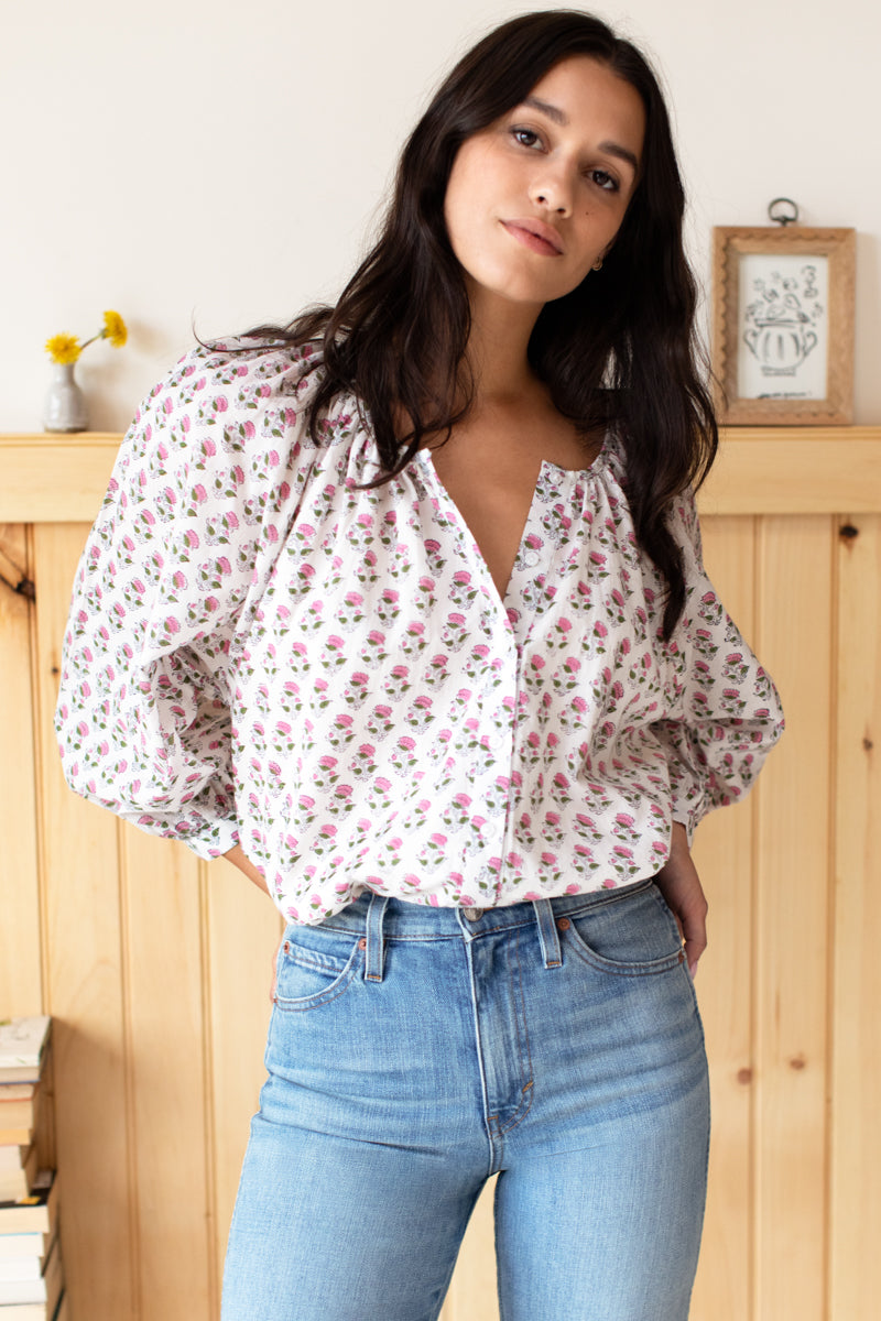 Frances Blouse - Rosey Flowers Organic