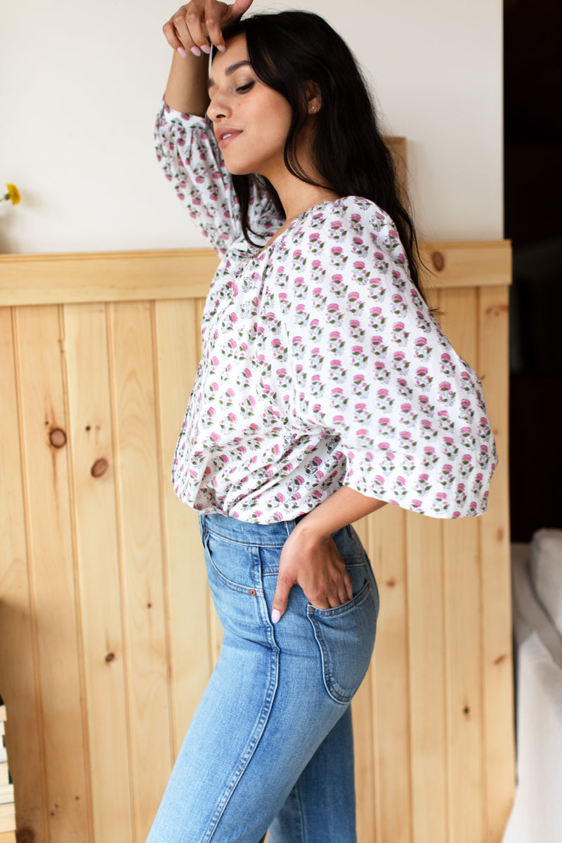 Frances Blouse - Rosey Flowers Organic