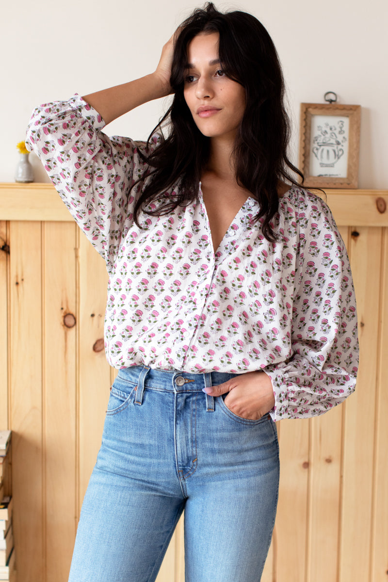 Frances Blouse - Rosey Flowers Organic