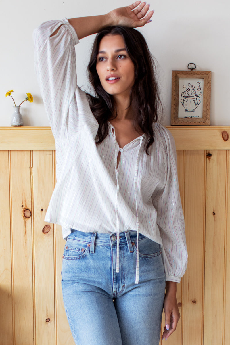 Lucy Blouse - Rainbow Ivory Lurex