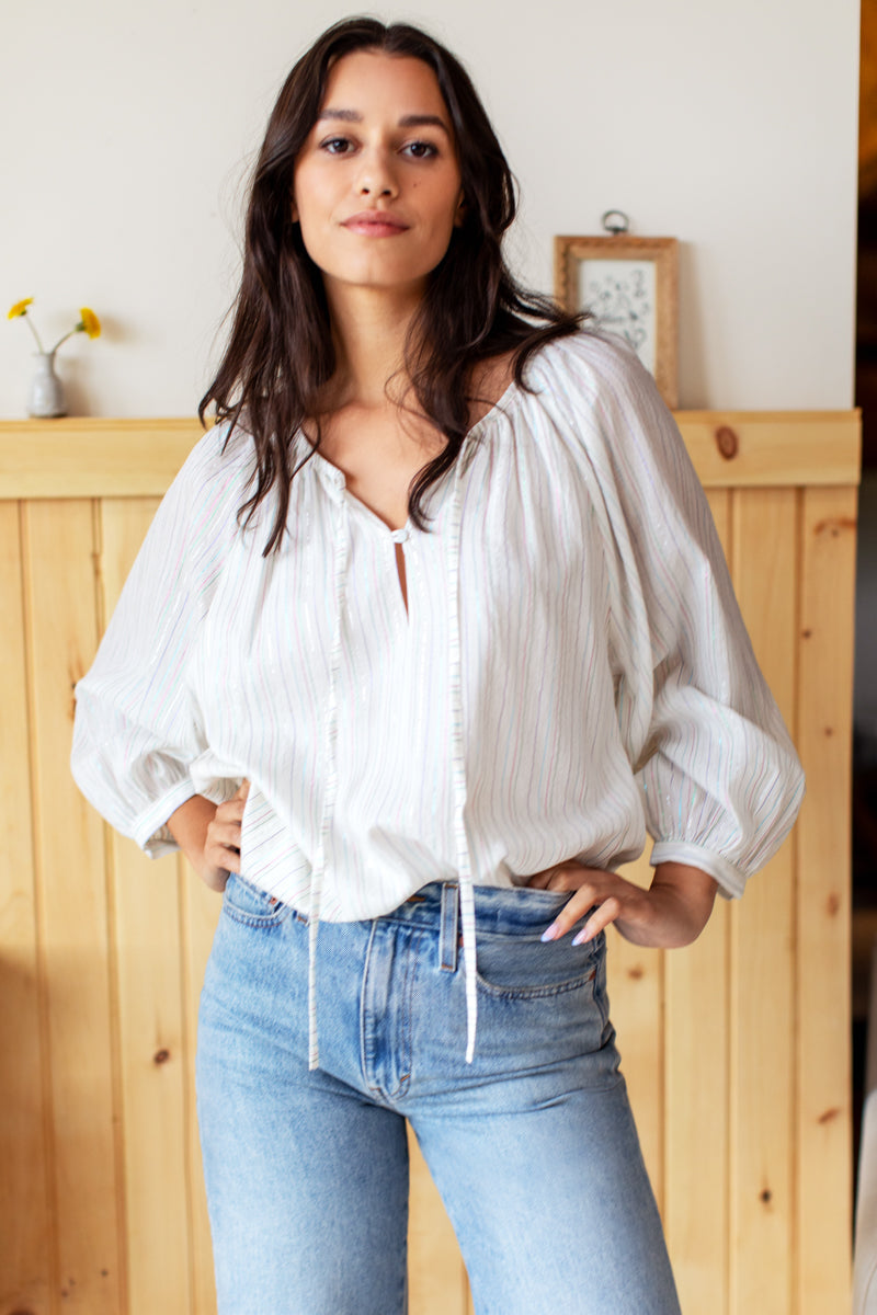 Lucy Blouse - Rainbow Ivory Lurex