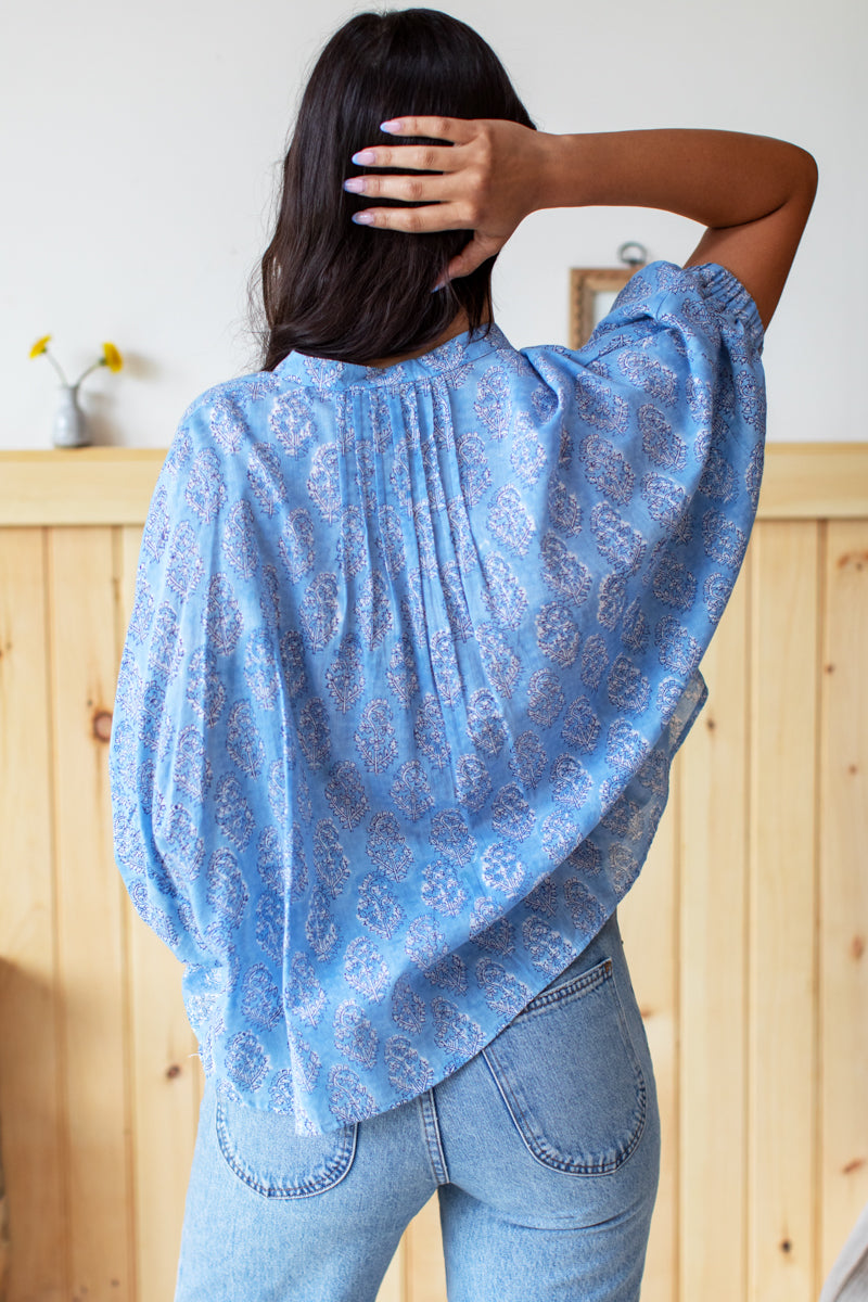 Mandarin Collar Top - Florence Mist Organic