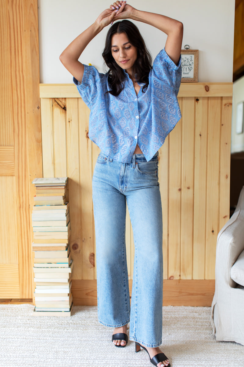 Mandarin Collar Top - Florence Mist Organic