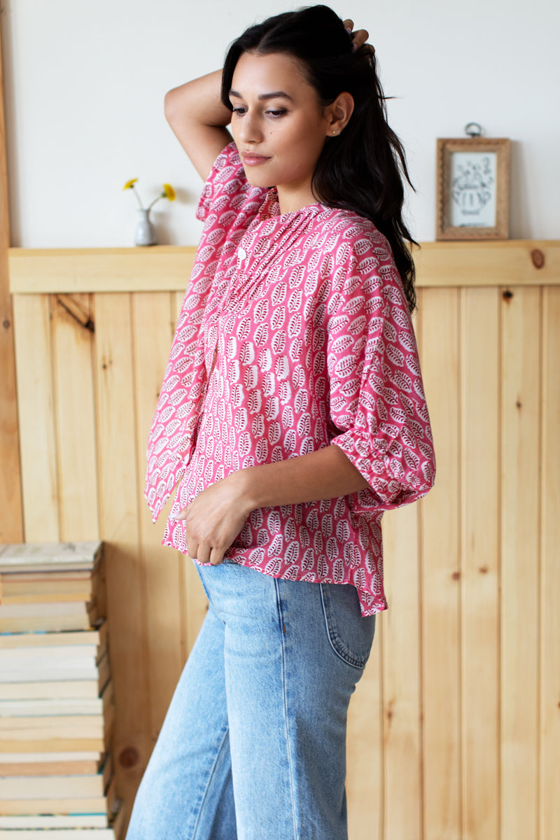 Mandarin Collar Top - Rosey Organic