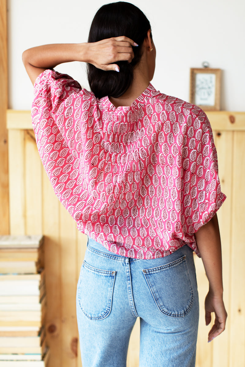 Mandarin Collar Top - Rosey Organic