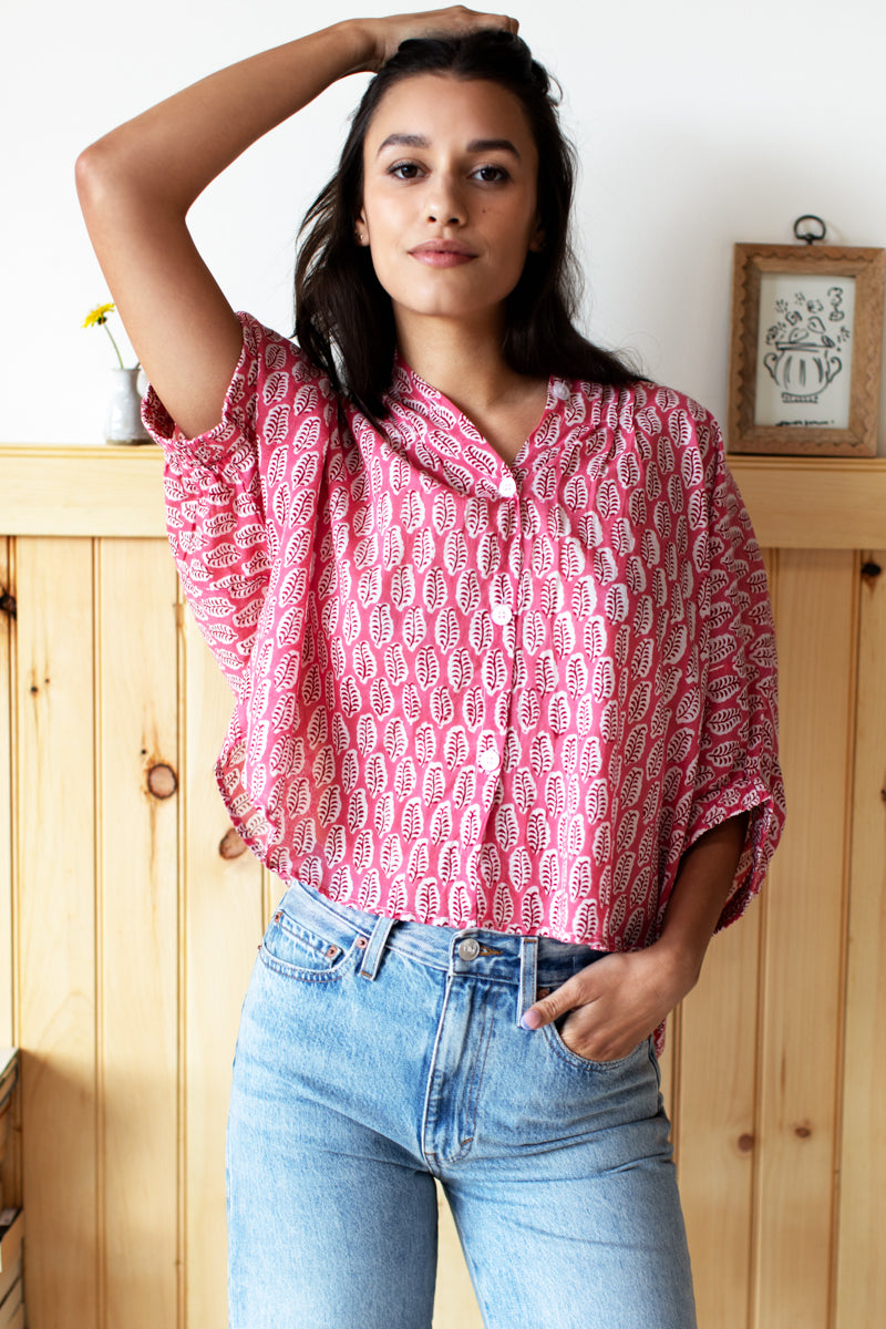 Mandarin Collar Top - Rosey Organic