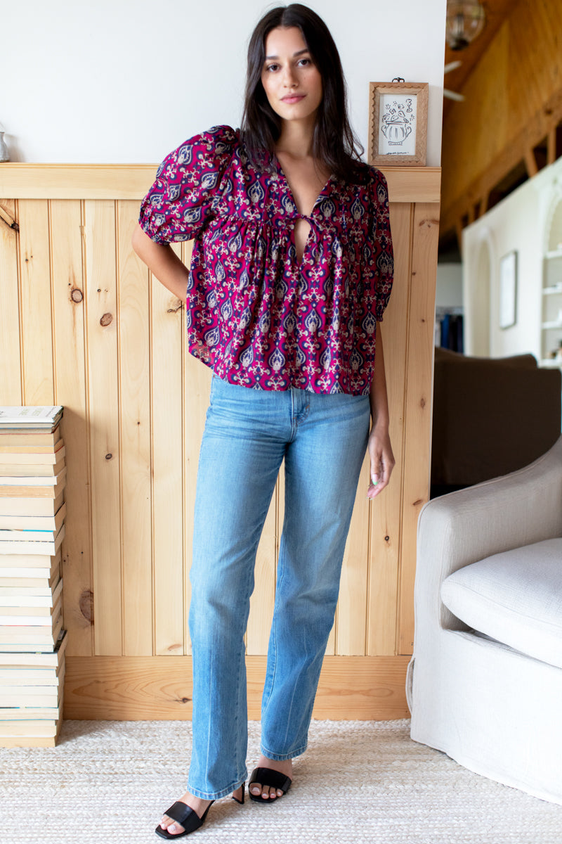 Puff Isla Top - Pink Indigo Organic