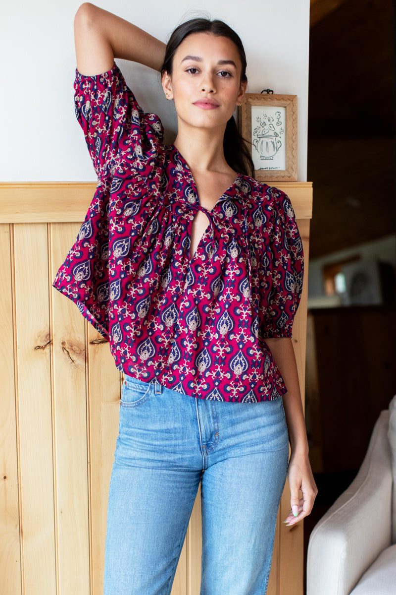 Puff Isla Top - Pink Indigo Organic