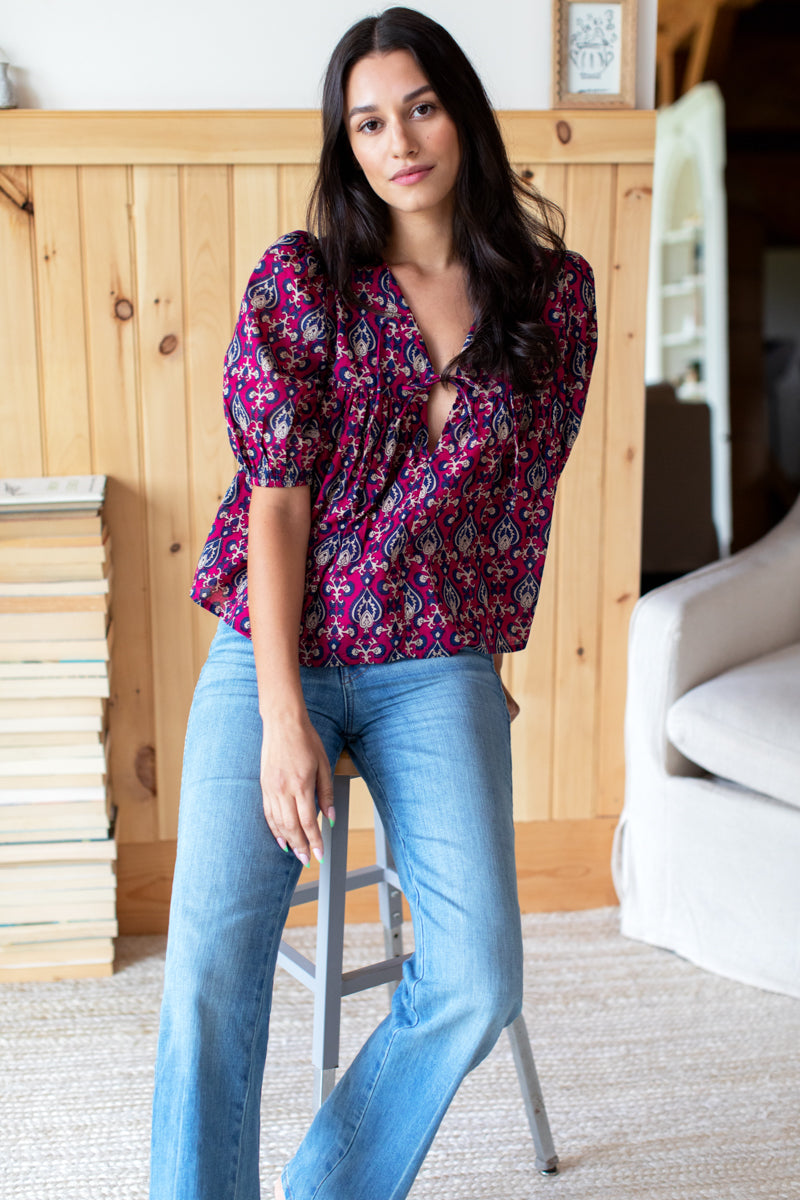 Puff Isla Top - Pink Indigo Organic