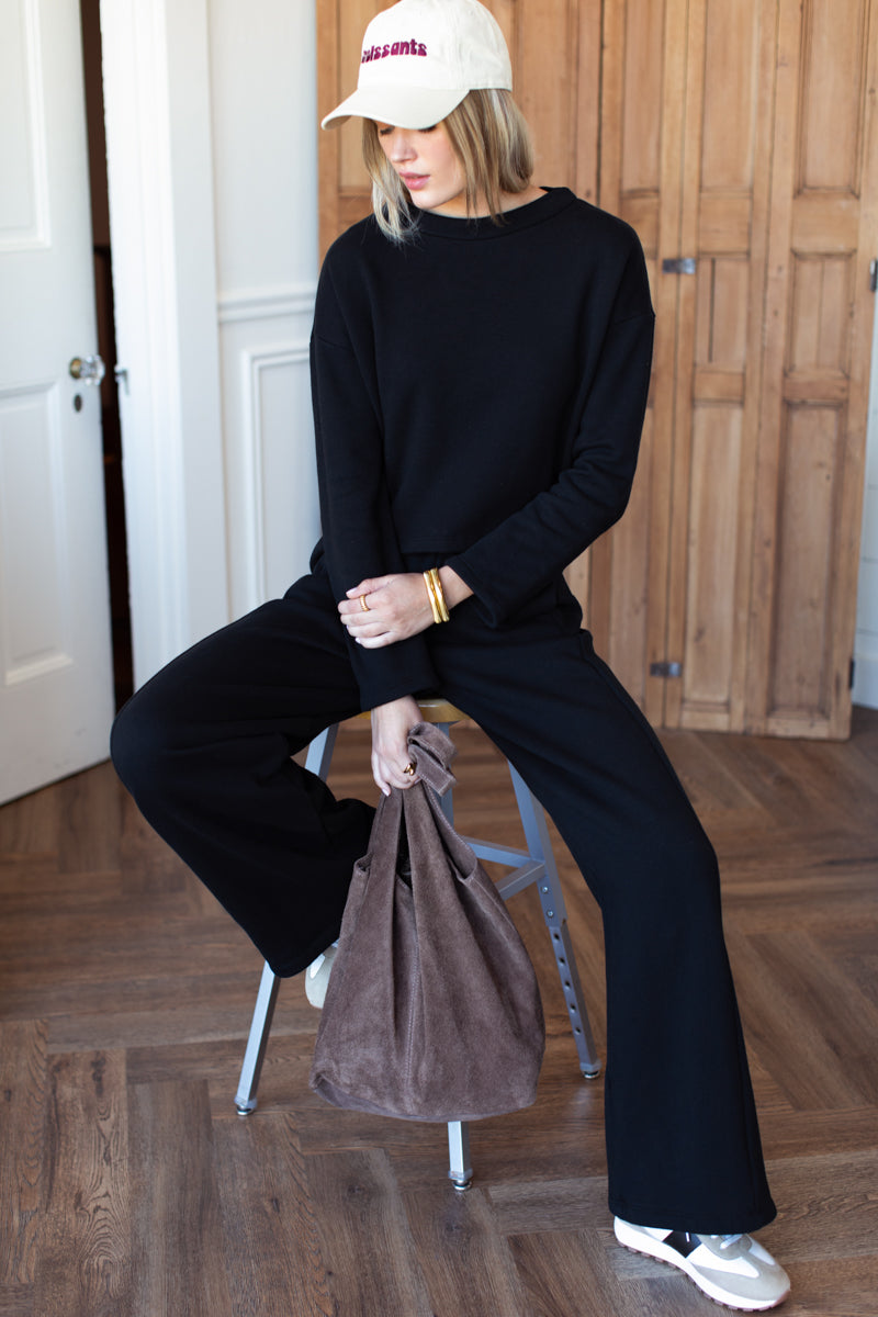 Daily Trainer - Taupe Suede, Black + Ivory Leather