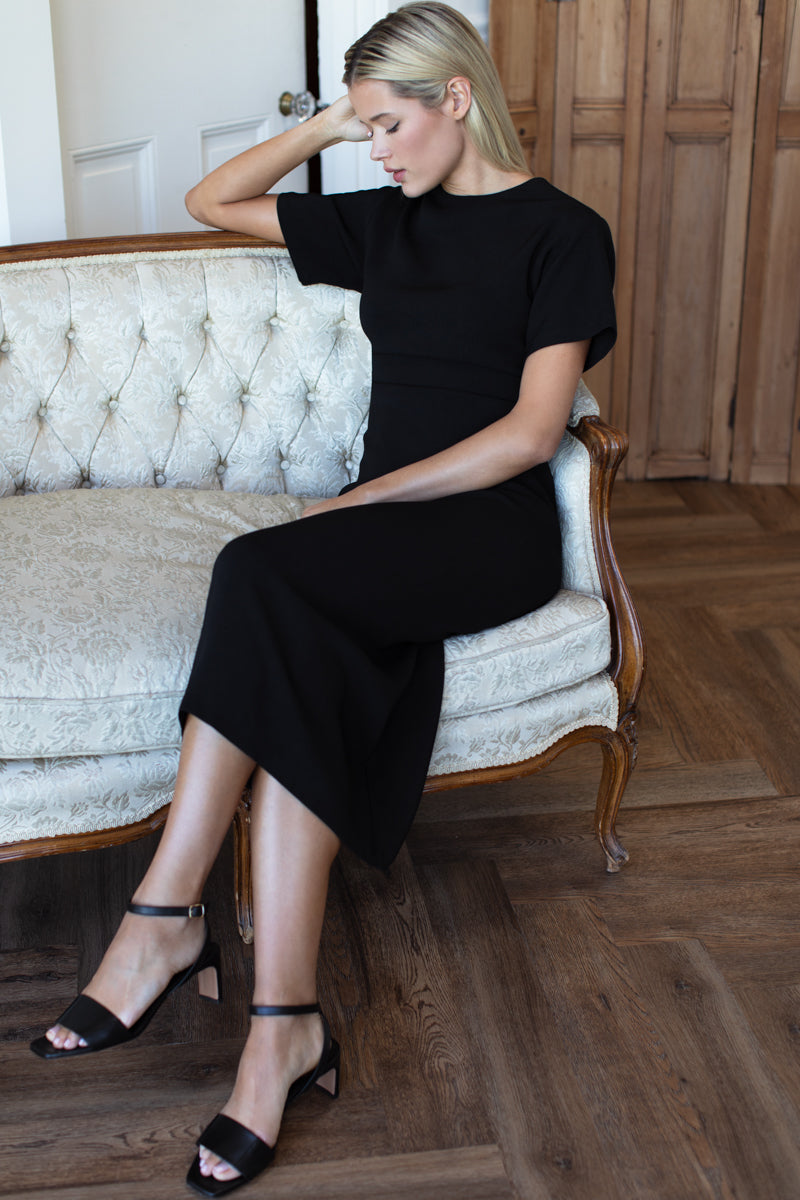 Dolman Ruched Dress - Black Swan