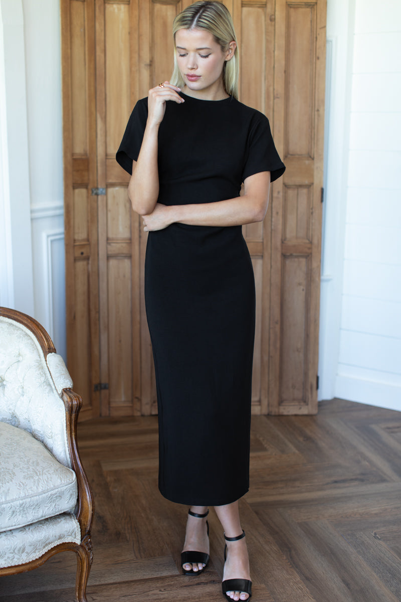 Dolman Ruched Dress - Black Swan