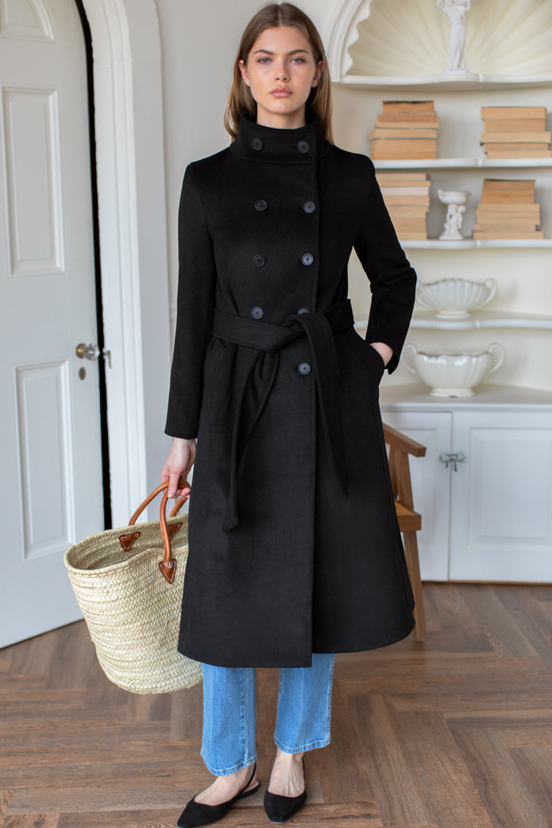 Double Button Coat - Black