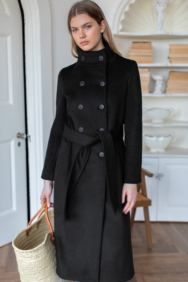 Double Button Coat - Black