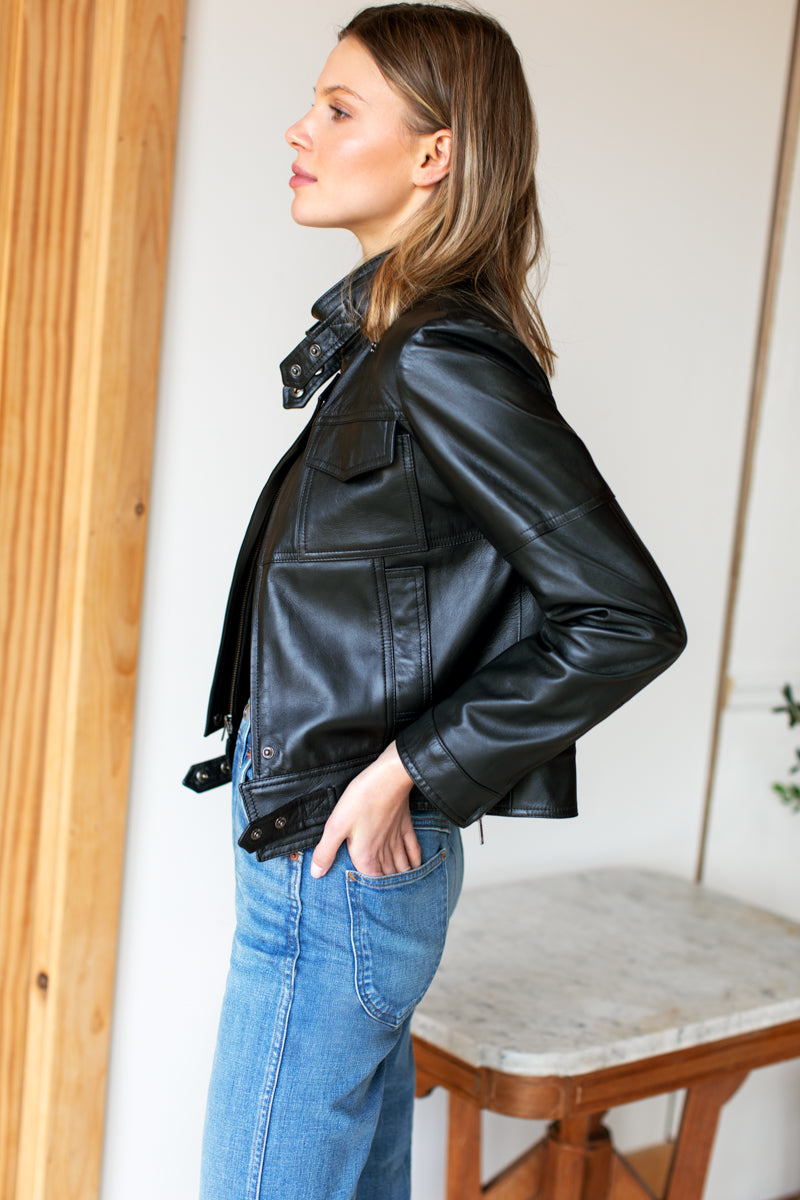 Emerson Biker Jacket - Black Leather