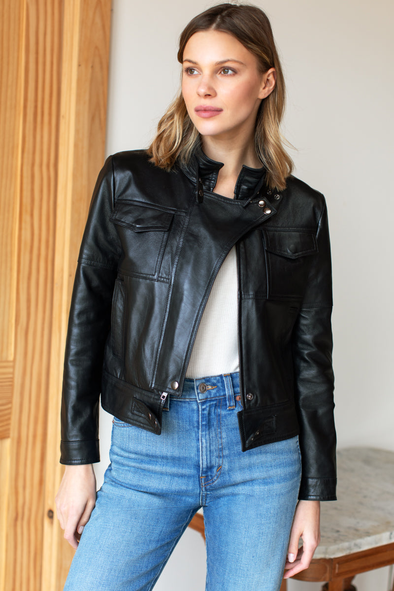 Emerson Biker Jacket - Black Leather