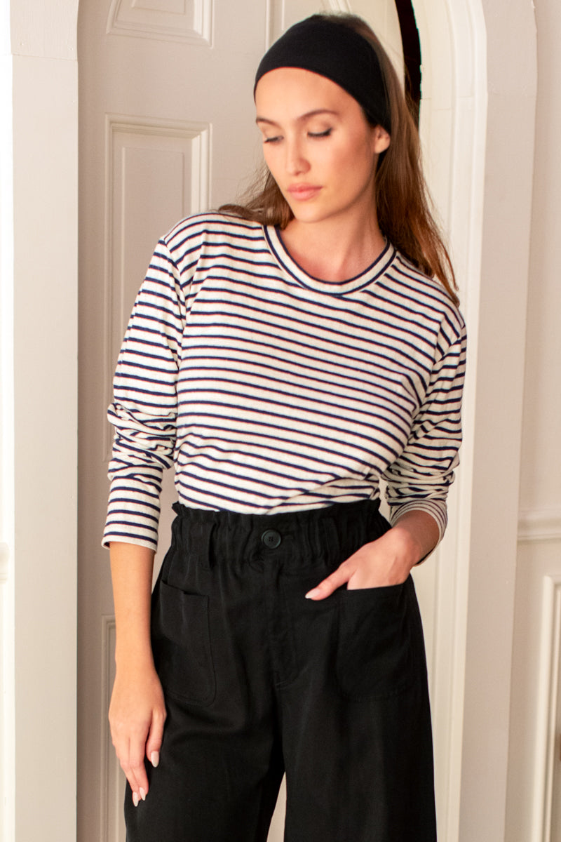 Emerson Crewneck - Navy Stripe Organic