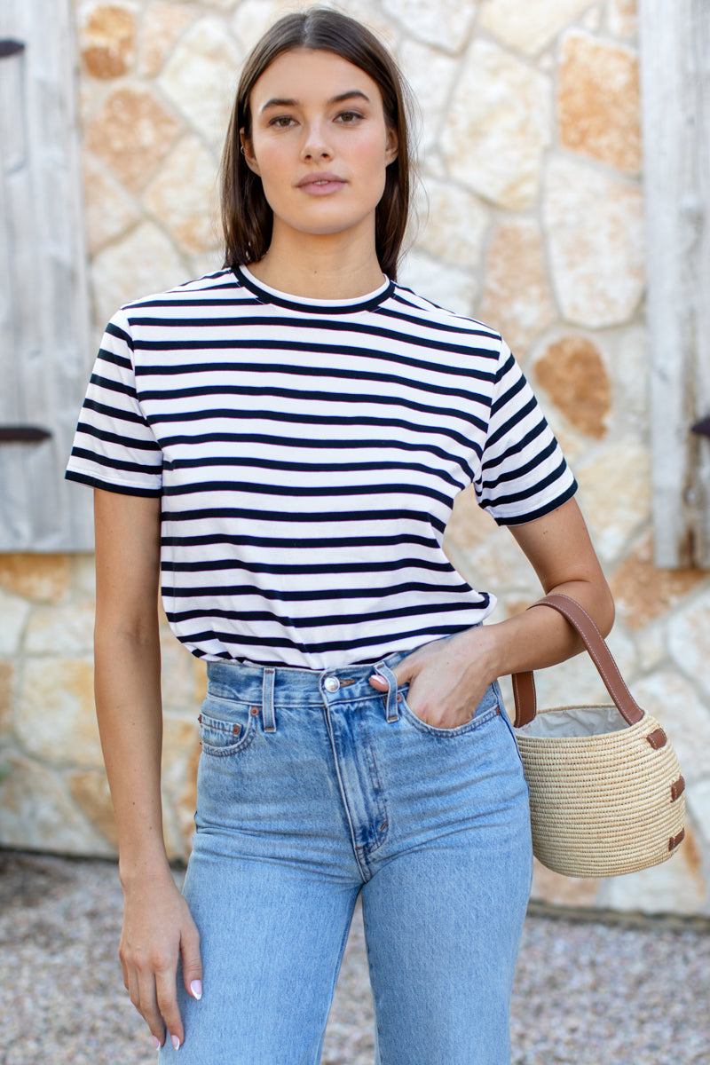 Essential T Shirt - Classic Stripe Black + White