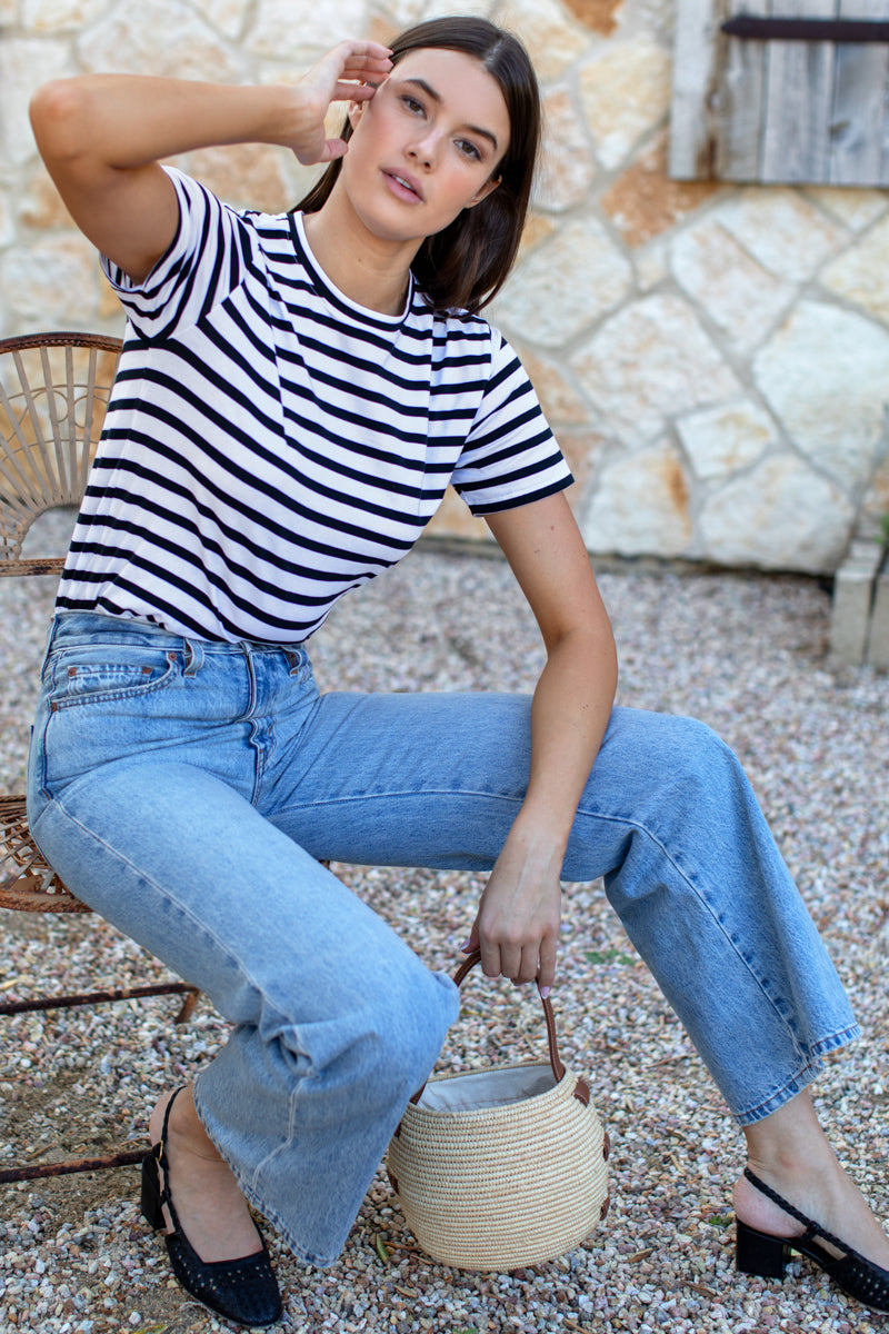 Essential T Shirt - Classic Stripe Black + White